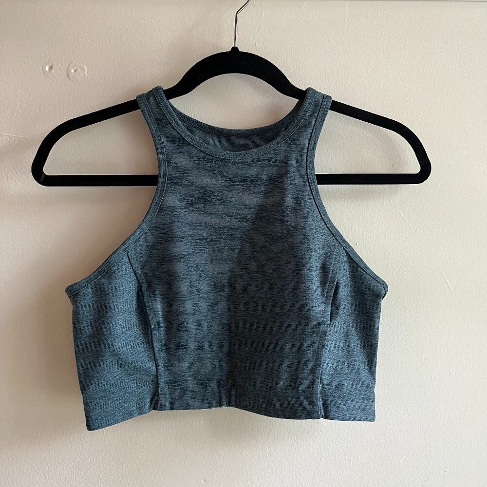 Outdoor Voices Athena Crop Top sports bra, blue-green, size M